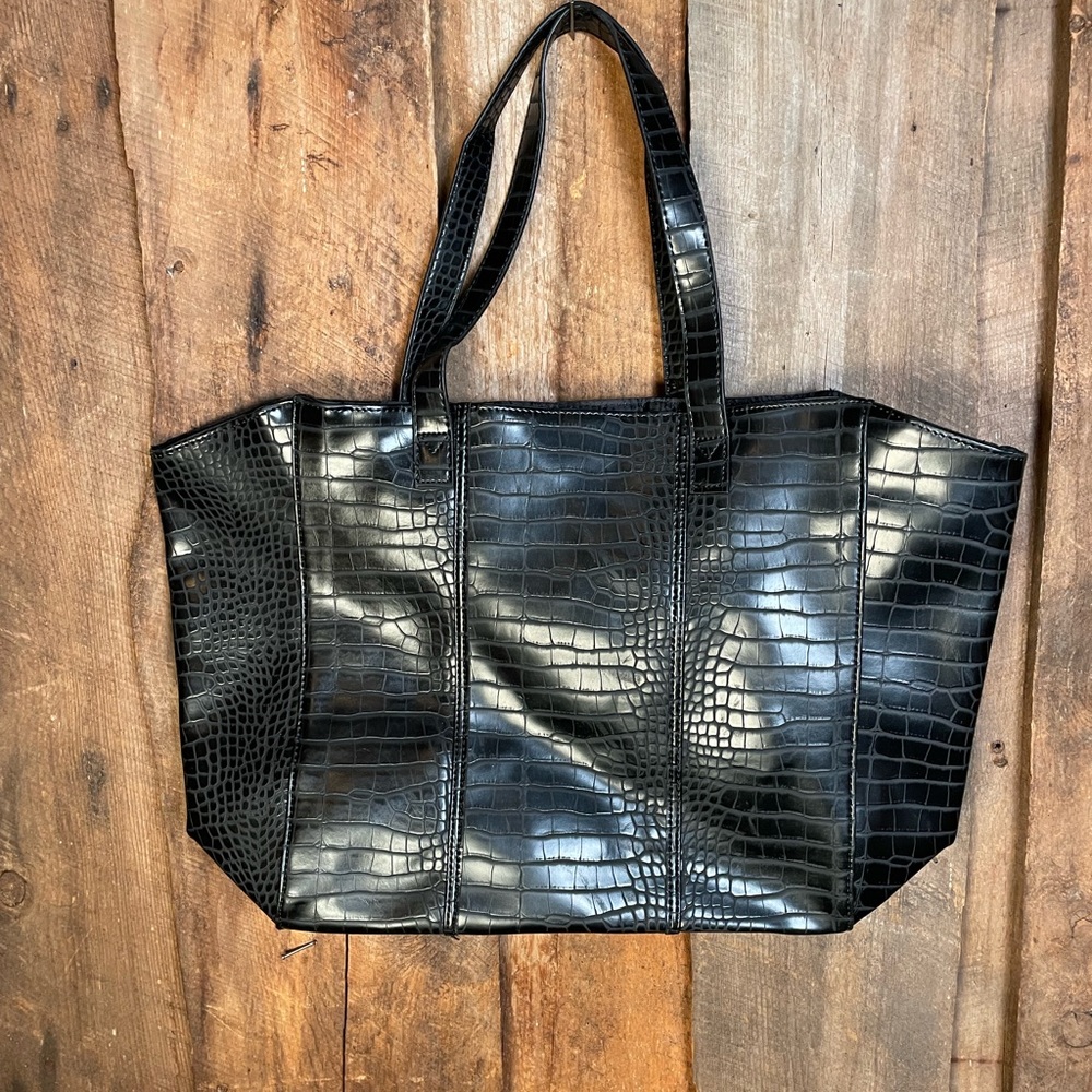 Neiman Marcus Faux Croc Shoulder Bag